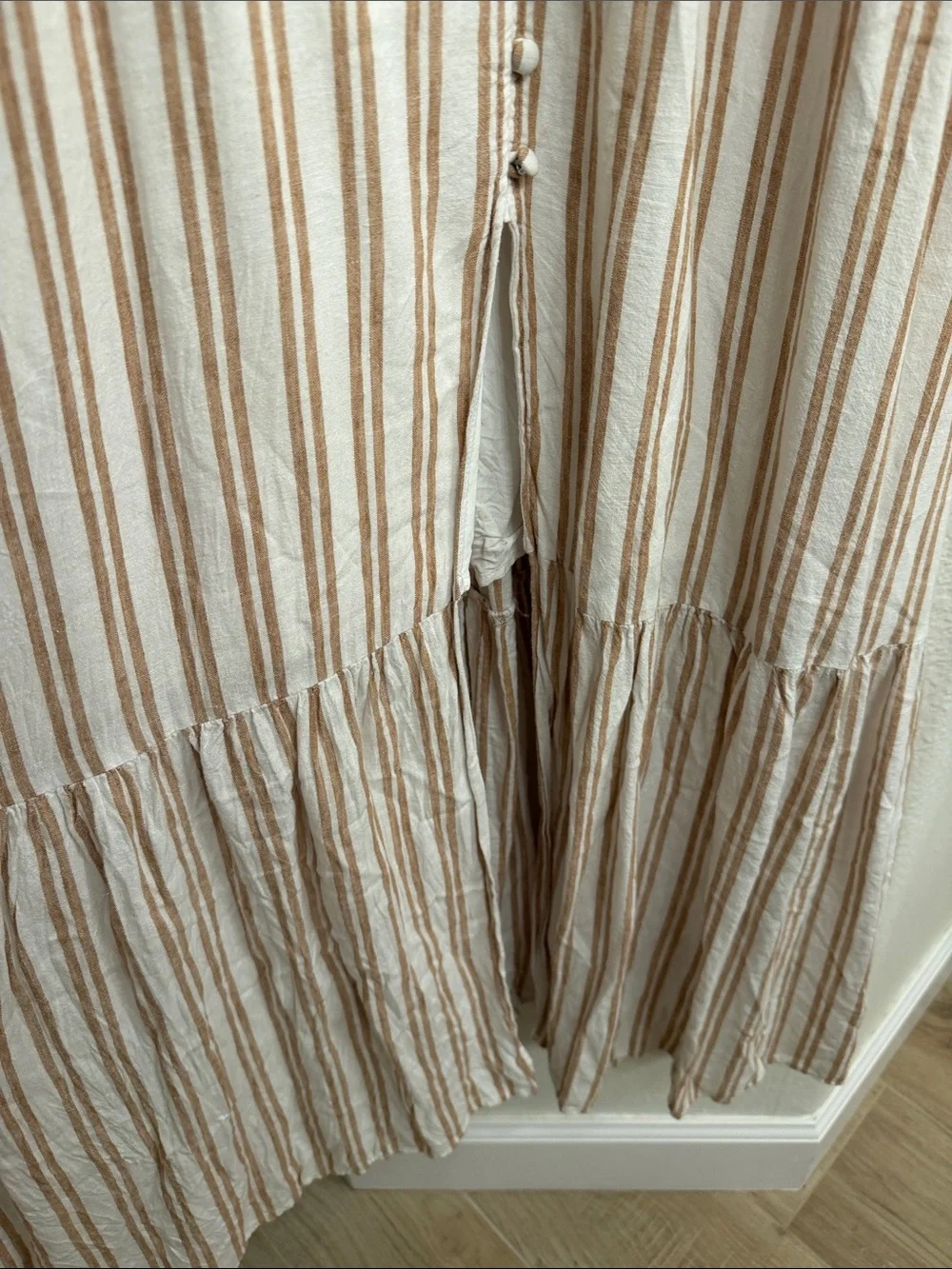 Abercrombie & Fitch Cream and Tan Striped Maxi Dress